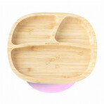 Ecorascals Bamboo Bowl with Suction Cup, Three-Part, Pink