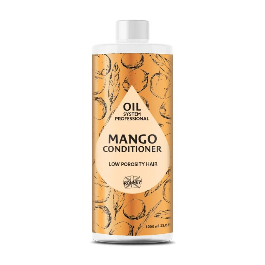 Ronney Professional Oil System Low Porosity Hair, balsam pentru păr cu porozitate scăzută cu unt de mango, 1000 ml