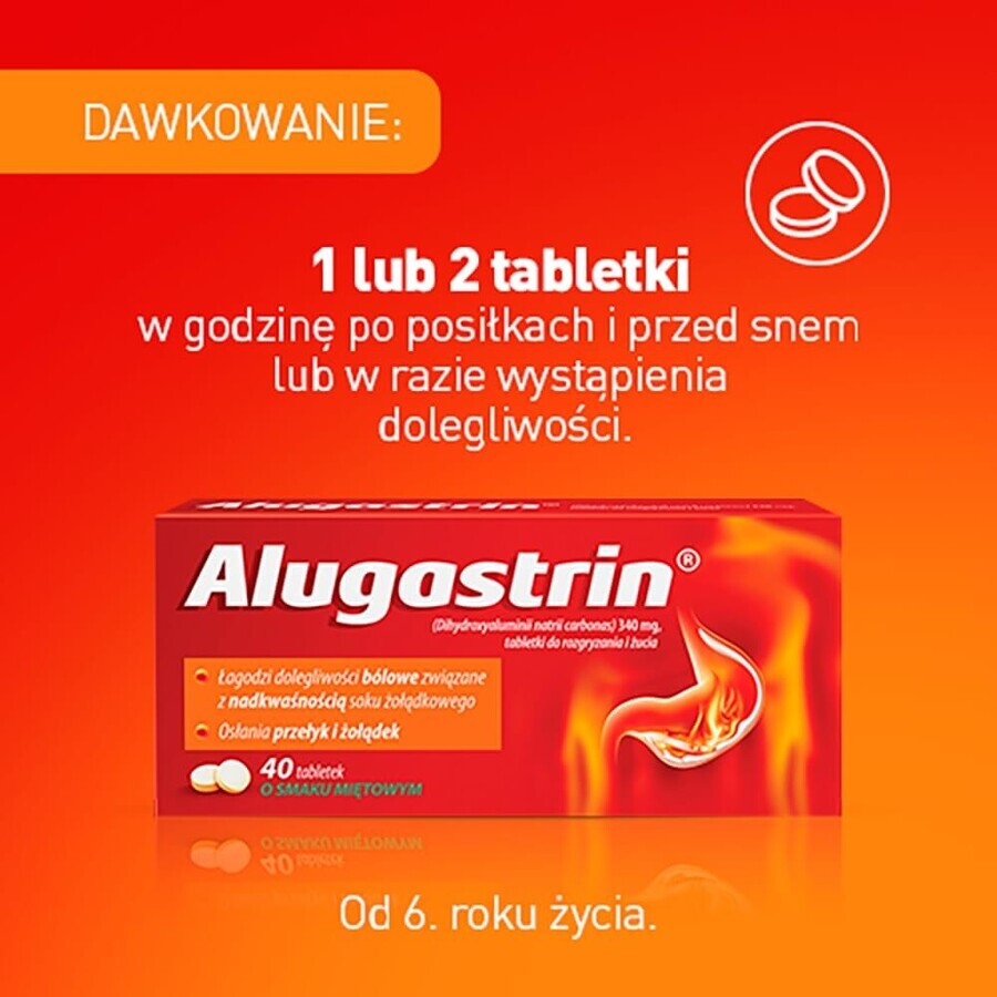 Alugastrina 340 mg, gusto menta, 40 compresse masticabili