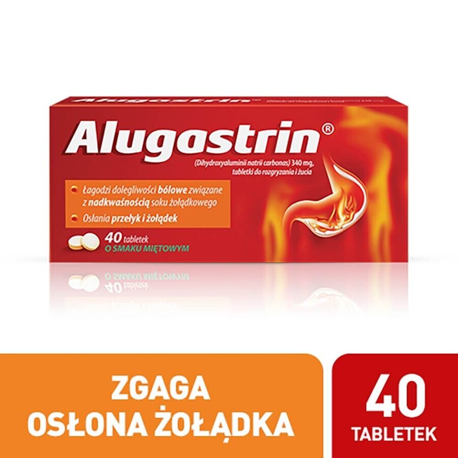 Alugastrina 340 mg, gusto menta, 40 compresse masticabili