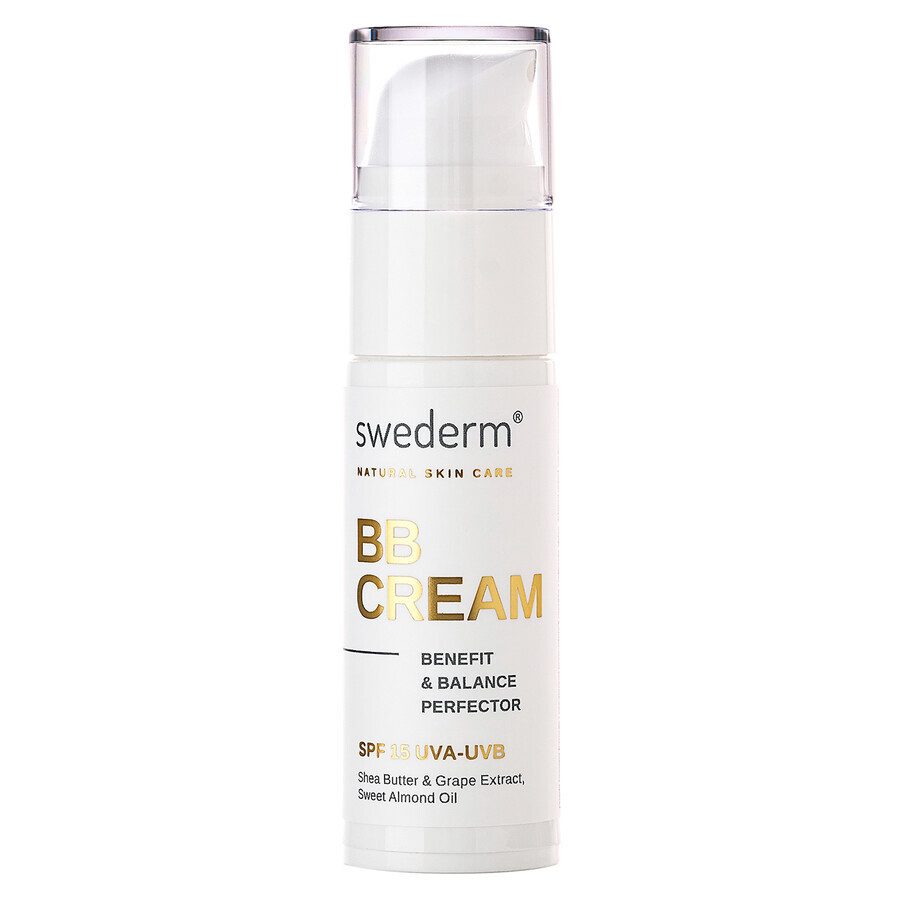 Swederm BB Cream, crema BB natural, FPS 15, 30 ml