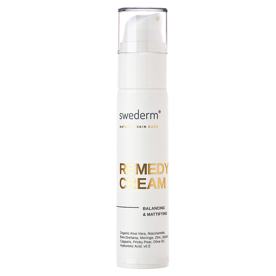 Swederm Remedy Cream, crema facial, seborreguladora, piel grasa y mixta, 50 ml