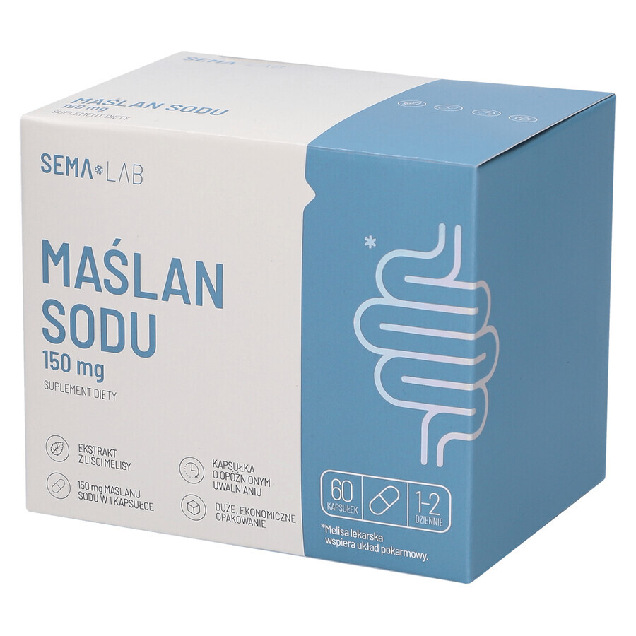 SEMA LAB Butirato sódico 150 mg, 60 cápsulas de liberación retardada