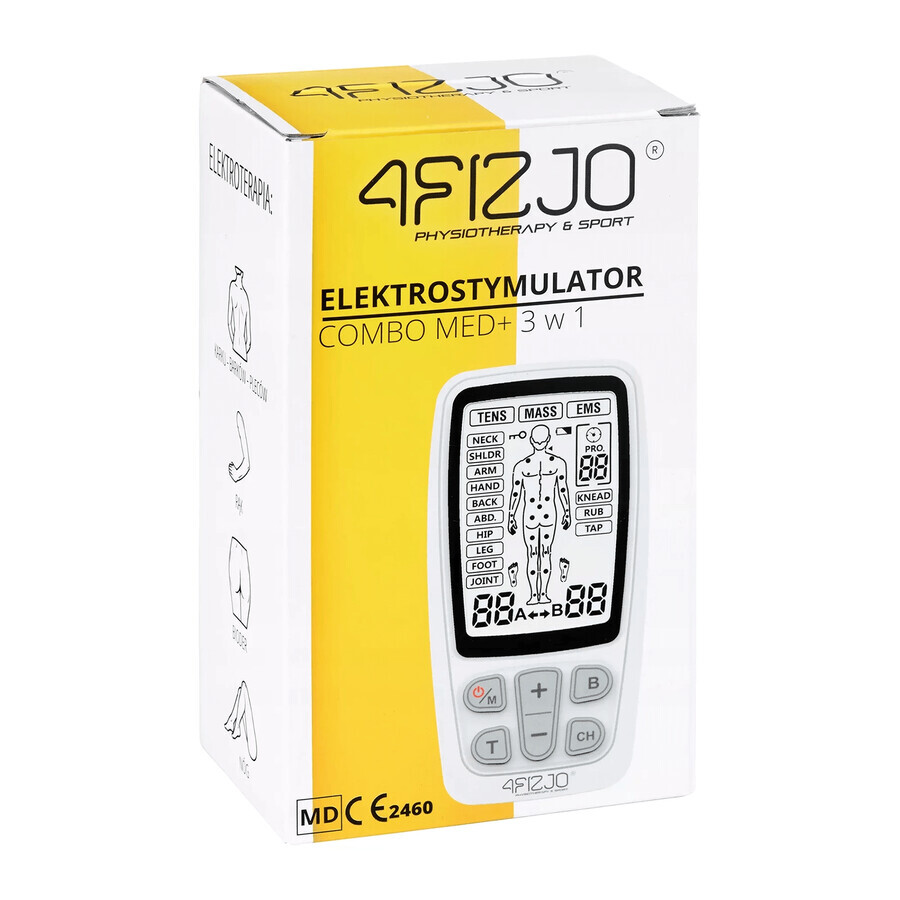 4Fizjo Combo Med+, électrostimulateur 3-en-1 TENS, EMS, MASS, fonctionnant sur batterie