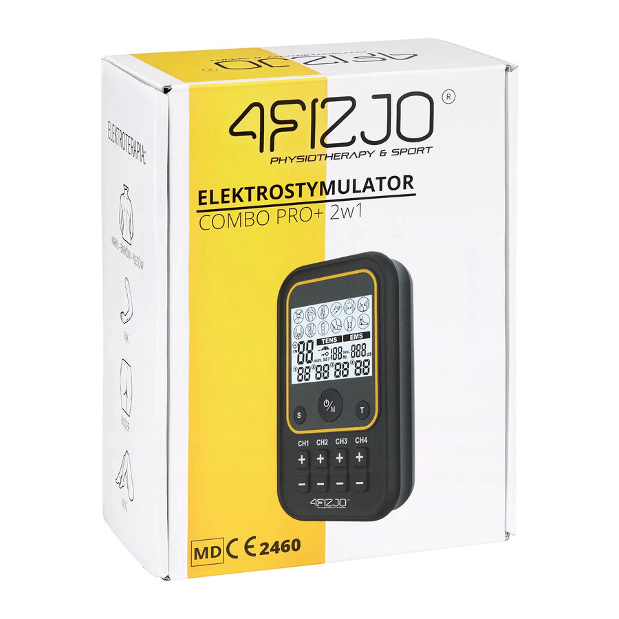 4Fizjo Pro+, électrostimulateur 2-en-1, TENS, EMS, rechargeable