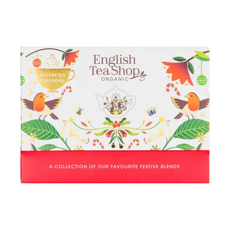 English Tea Shop Organic set, Calendario de Adviento de té bio de lujo, 13 sabores, 1,78 g x 25 bolsitas