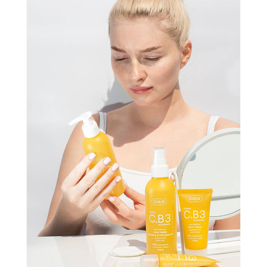 Set Ziaja Vitamin C.B3 Niacinamide, wake-up cream, 50 ml + body lotion, 200 ml + tonic, 190 ml + cleansing gel, 190 ml