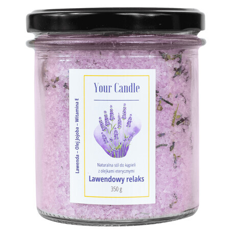 Your Candle, sal de baño natural con aceites esenciales, Lavanda Relajación, 350 g