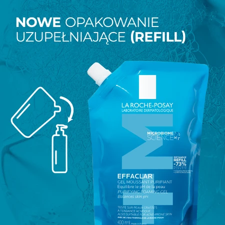 La Roche-Posay Effaclar, gel limpiador para pieles grasas y sensibles, recambio, 400 ml