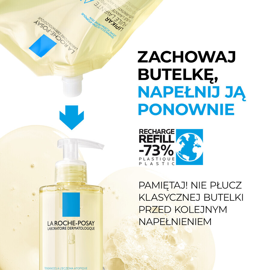 La Roche-Posay Lipikar AP+, aceite limpiador que repone los niveles de lípidos, contra la irritación de la piel, recambio, 400 ml