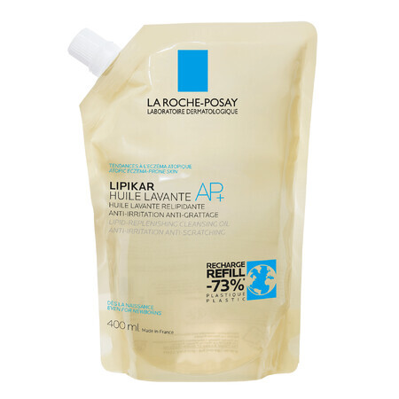 La Roche-Posay Lipikar AP+, aceite limpiador que repone los niveles de lípidos, contra la irritación de la piel, recambio, 400 ml