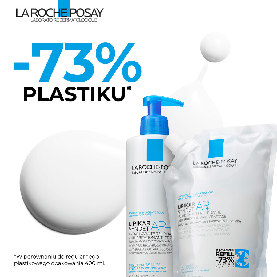 La Roche-Posay Lipikar Syndet AP+, crema corporal reponedora de lípidos, desde el nacimiento, stock, 400 ml