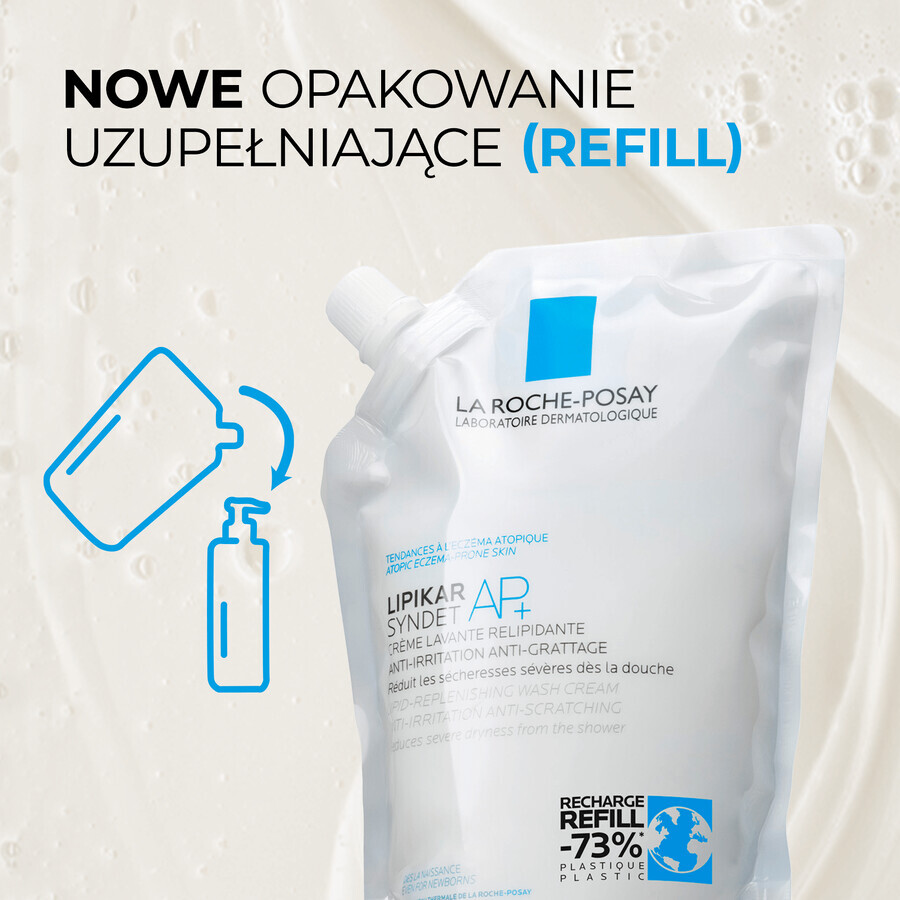 La Roche-Posay Lipikar Syndet AP+, crema corporal reponedora de lípidos, desde el nacimiento, stock, 400 ml