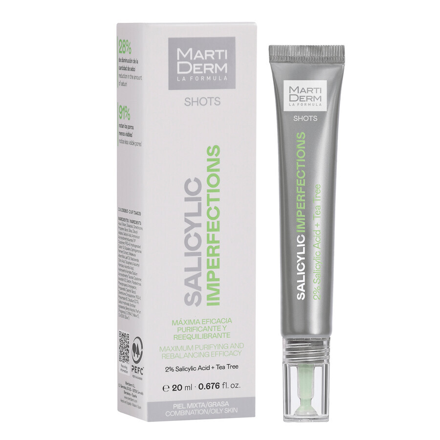 MartiDerm Shots Salicylic Imperfections, sérum limpiador facial concentrado, 20 ml