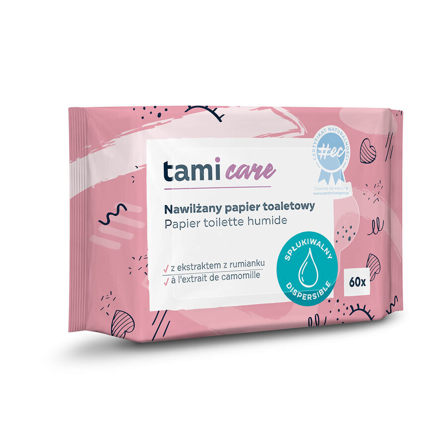 Tami Care, papel higiénico hidratado, con extracto de manzanilla, 60 piezas