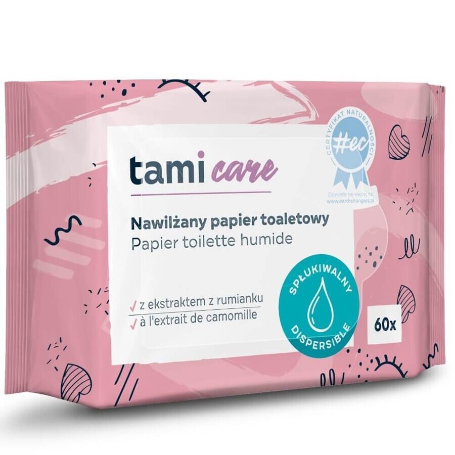 Tami Care, papel higiénico hidratado, con extracto de manzanilla, 60 piezas