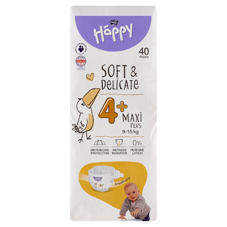 Bella Baby Happy, pannolini taglia 4+ Maxi Plus, 9-15 kg, 40 pz.