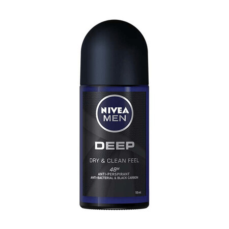 Desodorante masculino roll-on Deep Black, 50 ml, Nivea