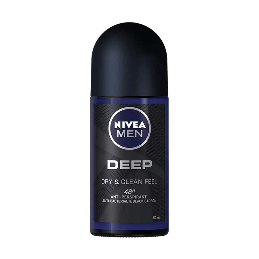 Desodorante masculino roll-on Deep Black, 50 ml, Nivea