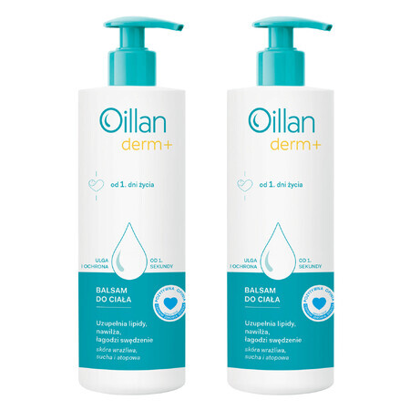 Set Oillan Derm+, bálsamo corporal, a partir del 1 día de edad, 2 x 400 ml