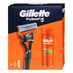 Gillette Fiusion 5 Set, Rasiermesser, 1 Stück + Rasiergel, 200 ml