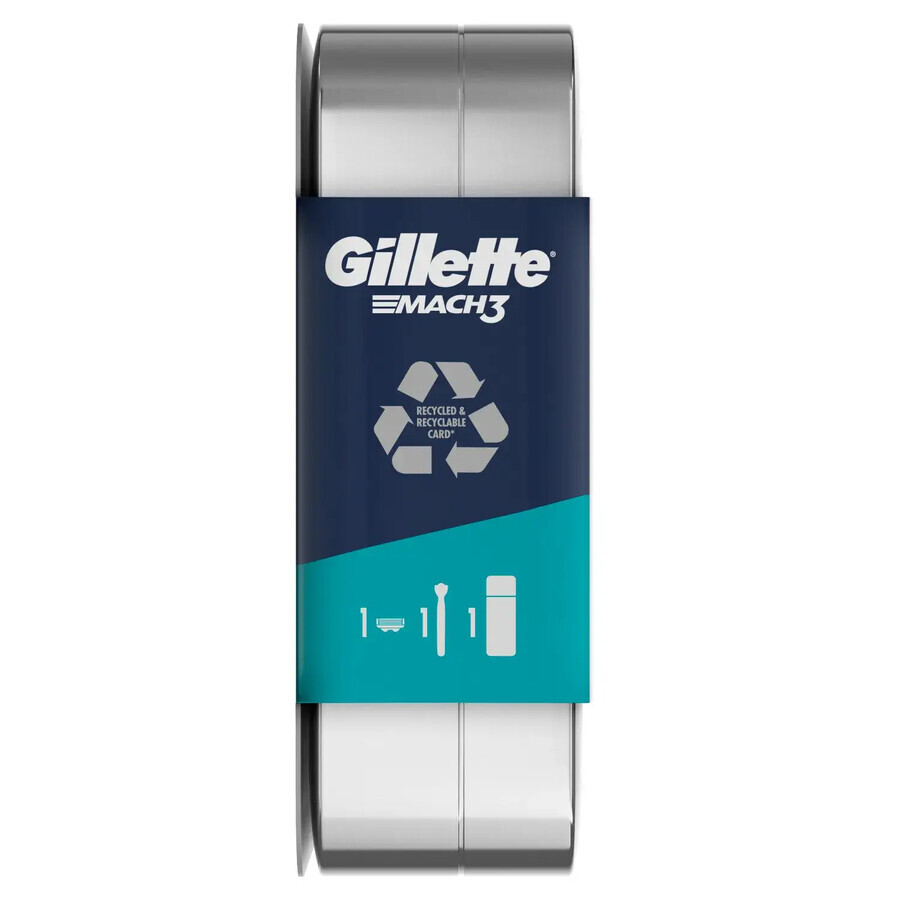 Juego Gillette Mach 3, maquinilla de afeitar, 1 pieza + gel de afeitar, 75 ml