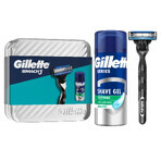 Juego Gillette Mach 3, maquinilla de afeitar, 1 pieza + gel de afeitar, 75 ml