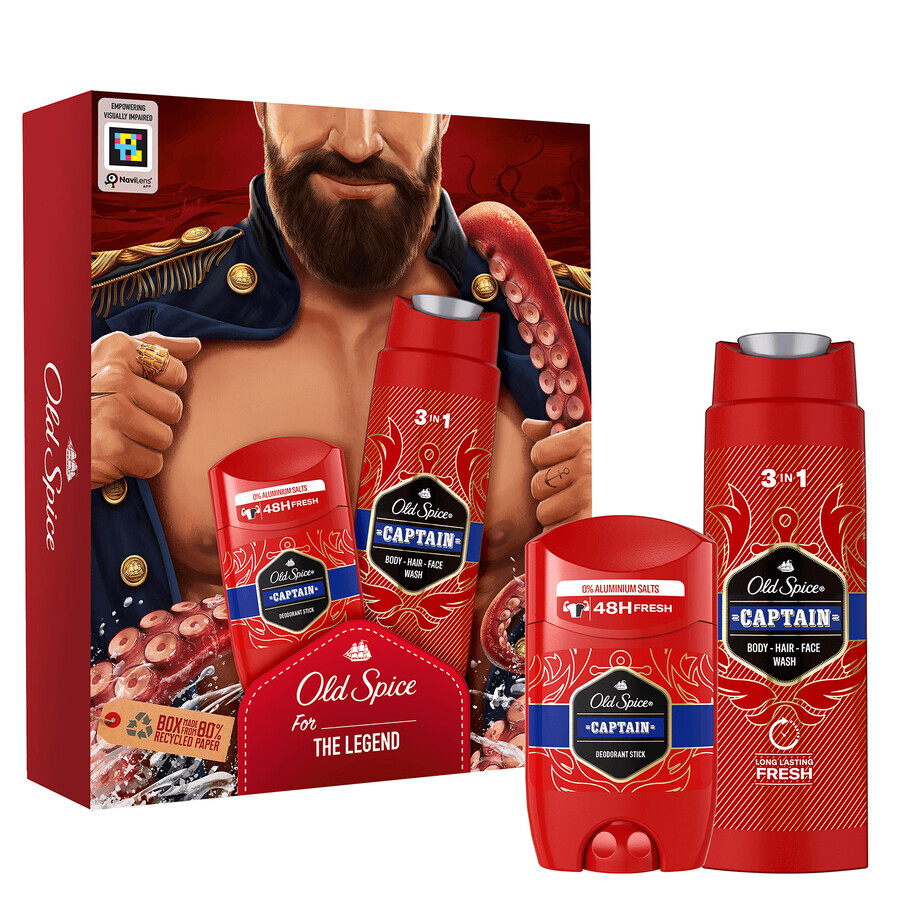 Set Old Spice Dark Captain, deodorante stick, Captain, 50 ml + gel doccia 3 in 1, Captain, 250 ml