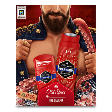 Set Old Spice Dark Captain, deodorante stick, Captain, 50 ml + gel doccia 3 in 1, Captain, 250 ml