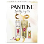 Pantene Infinite Box Set, Champú fortalecedor, 400 ml + Suero fortalecedor sin aclarado, 200 ml + Spray voluminizador, 150 ml