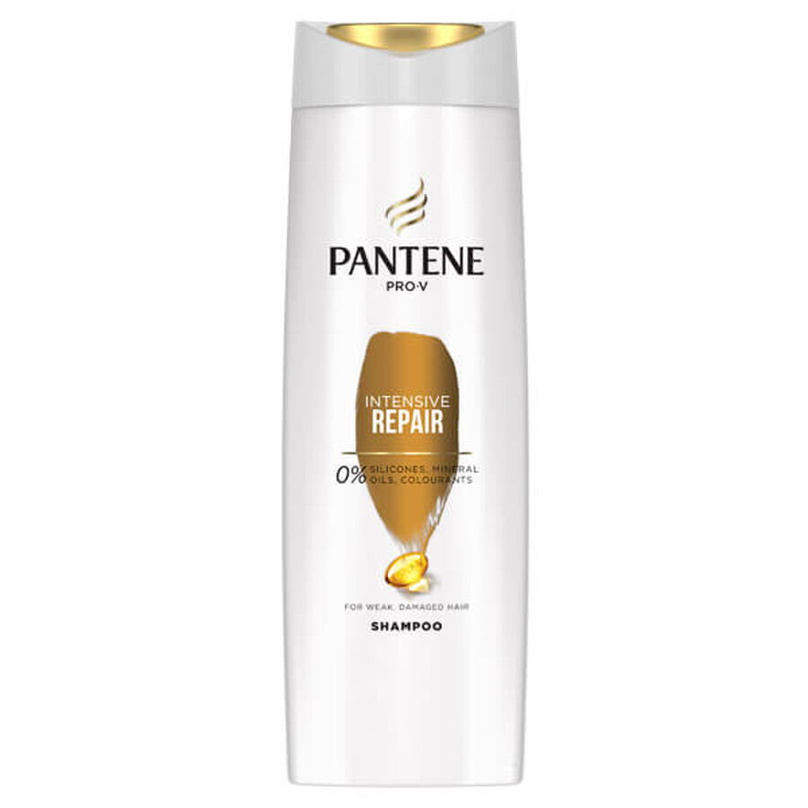 Kit Pantene Reparación Intensiva, champú, 400 ml + acondicionador, 200 ml + aceite protector, 100 ml + ampollas para el cabello, 3 x 15 ml + bolsa de maquillaje