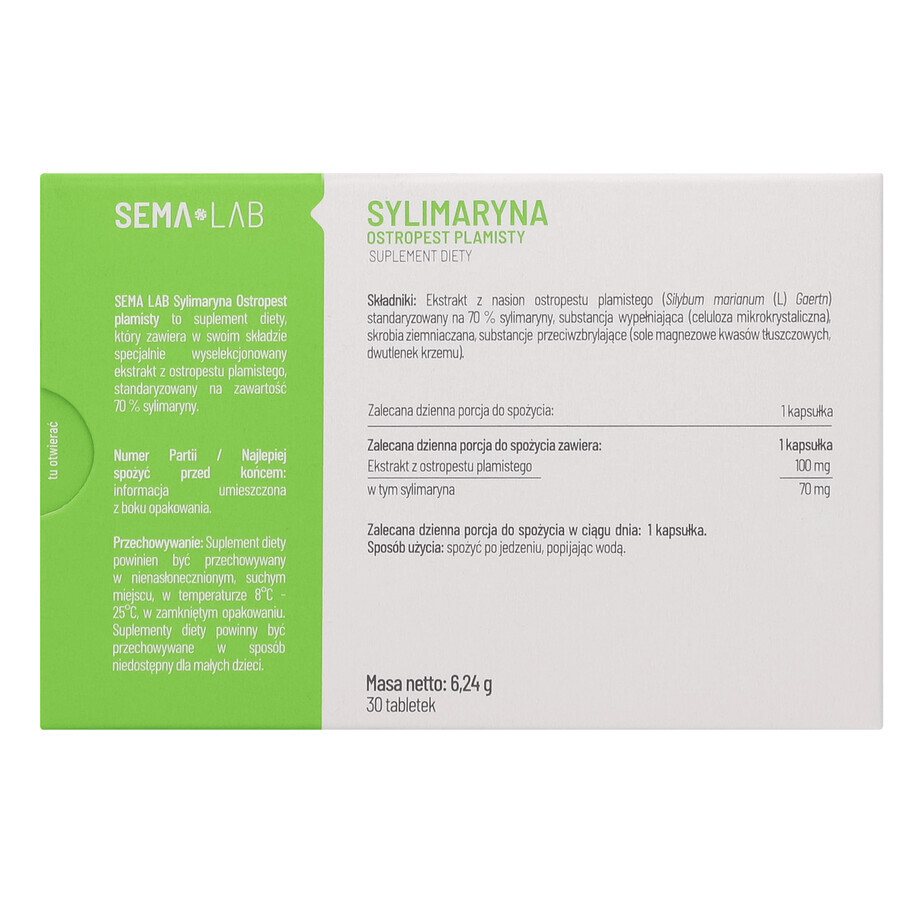 SEMA Lab Silymarin Distel, 30 Tabletten