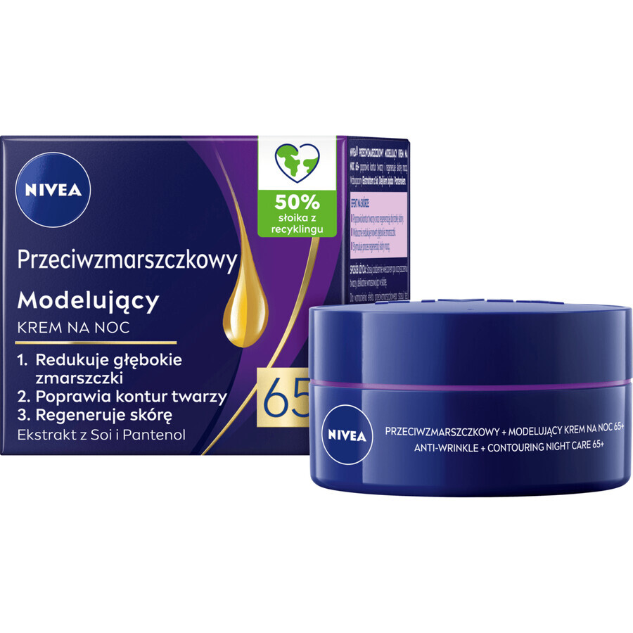 Nivea, anti-wrinkle modeling cream 65+, night cream, 50 ml