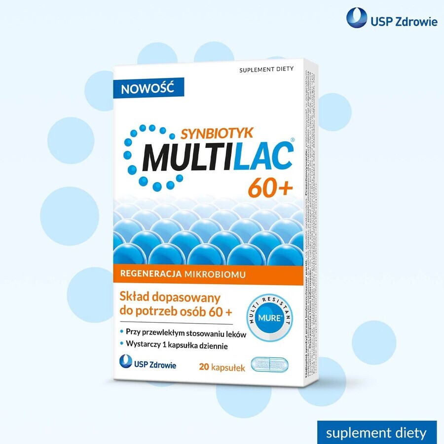 Multilac 60+ Synbiotic, 20 cápsulas