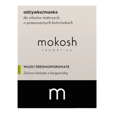 Mokosh, mascarilla acondicionadora para cabello apagado y puntas secas, té verde con bergamota, 180 ml