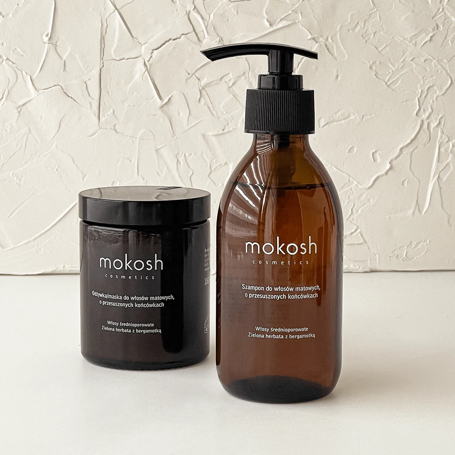 Mokosh, mascarilla acondicionadora para cabello apagado y puntas secas, té verde con bergamota, 180 ml