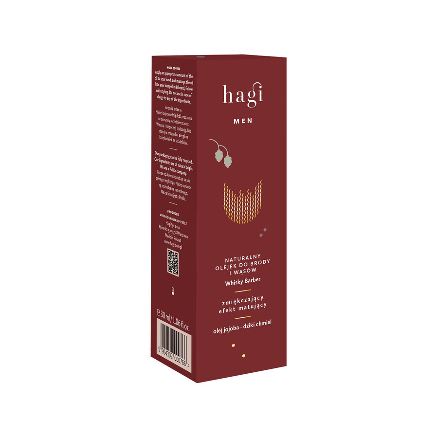 Hagi Men Whisky Barber, natürliches Bart- und Schnurrbartöl, 30ml