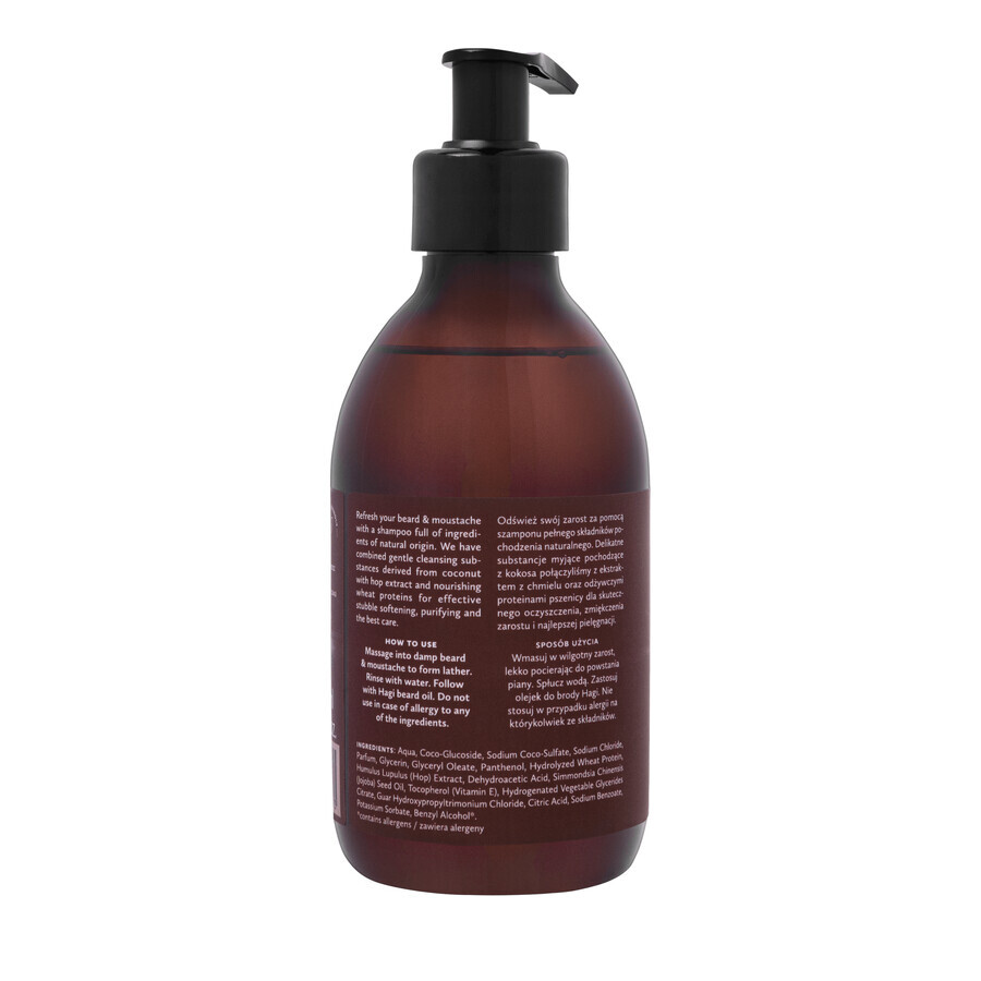 Hagi Men Whisky Barber, natürliches Shampoo für Bart und Schnurrbart, weichmachend, 300ml