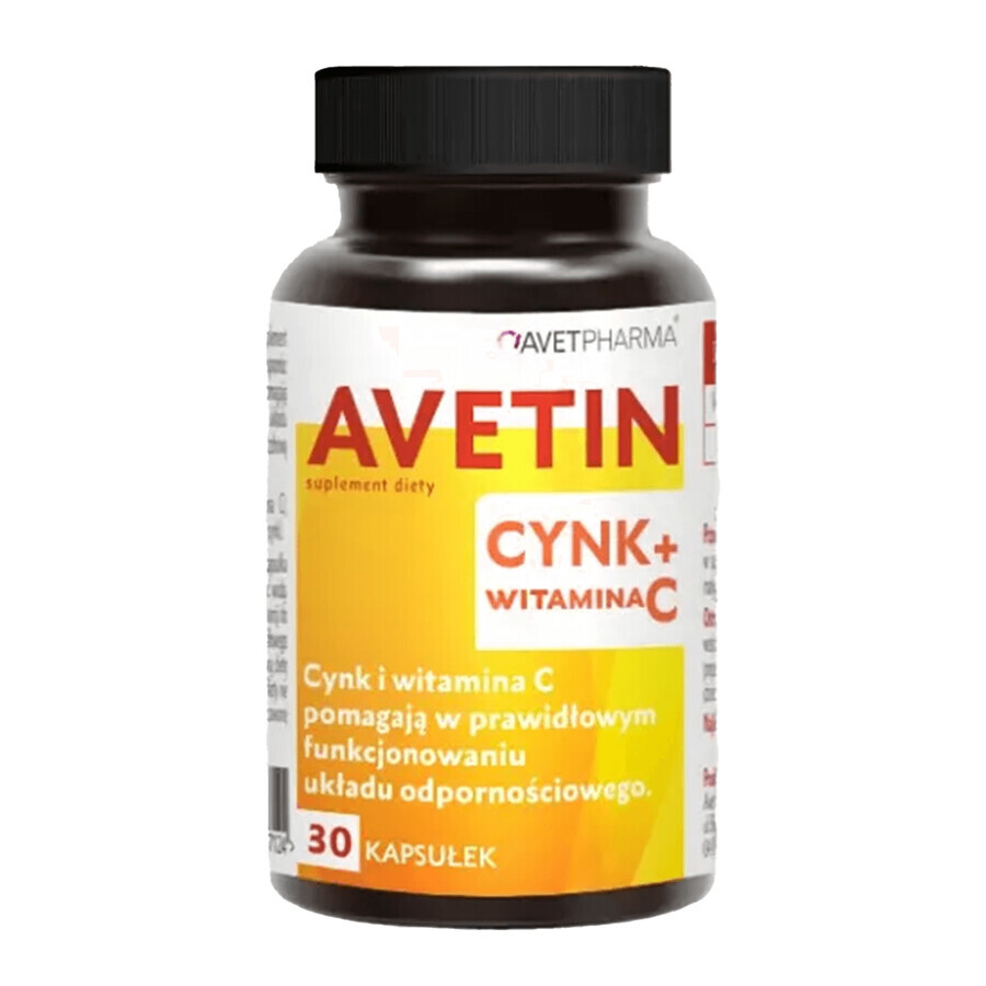 Avetin Zinc + Vitamin C, 30 capsules