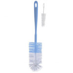 BabyOno bottle and teat brush with mini brush, blue