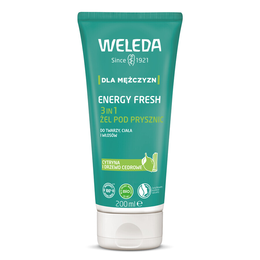 Weleda Energy Fresh Shower Gel for Men 3 in 1 Lemon and Cedarwood 200ml