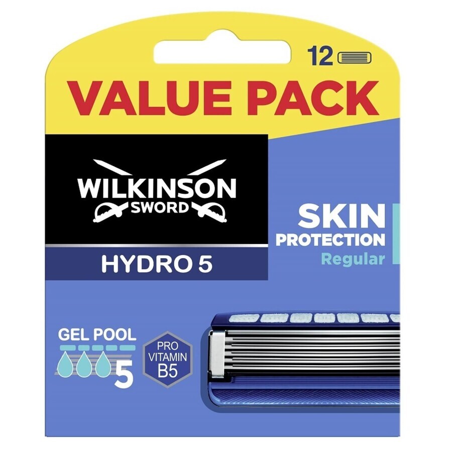 Wilkinson Sword Hydro 5, cartuchos de recambio, Skin Protection Regular, 12 unidades