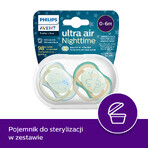 Avent Ultra Air Night, tétine, silicone, symétrique, phosphorescente, garçon, SCF376/18, 0-6 mois, 2 pièces