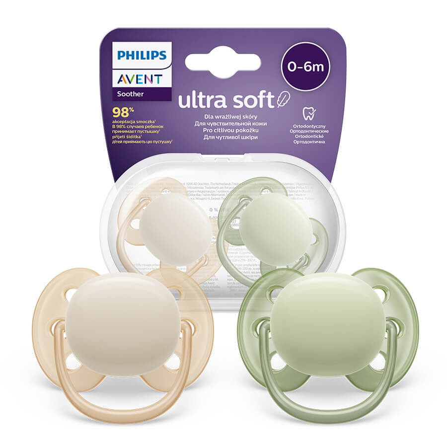 Avent Ultra Soft, Schnuller, Silikon, symmetrisch, neutral, SCF091/05, 0-6 Monate, 2 Stück