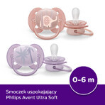 Avent Ultra Soft, sucette, silicone, symétrique, neutre, SCF091/09, 0-6 mois, 2 pièces