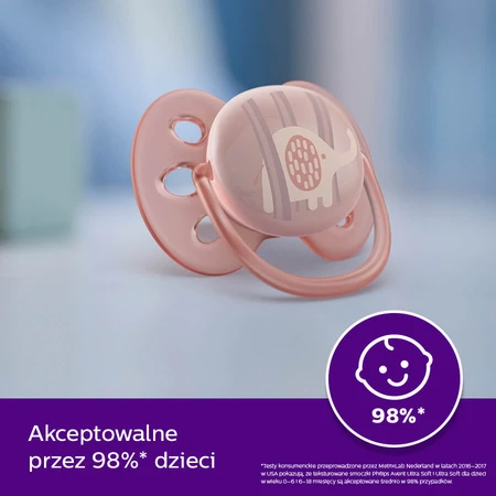 Avent Ultra Soft, succhietto in silicone, simmetrico, neutro, SCF091/09, 0-6 mesi, 2 pezzi