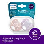 Avent Ultra Soft, sucette, silicone, symétrique, neutre, SCF091/09, 0-6 mois, 2 pièces