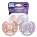 Avent Ultra Soft, sucette, silicone, symétrique, neutre, SCF091/09, 0-6 mois, 2 pièces