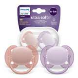 Avent Ultra Soft, Chupete Calmante, Silicona, Simétrico, Niña, SCF091/31, 0-6 Meses, 2 Unidades