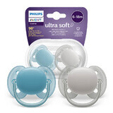 Avent Ultra Soft, chupete, silicona, simétrico, niño, SCF091/17, 6-18 meses, 2 piezas